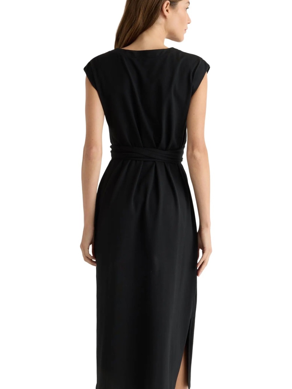 Modern Citizen Fei Tie-Front Organic Cotton Midi Dress in Black Size Medium - Picture 5 of 12